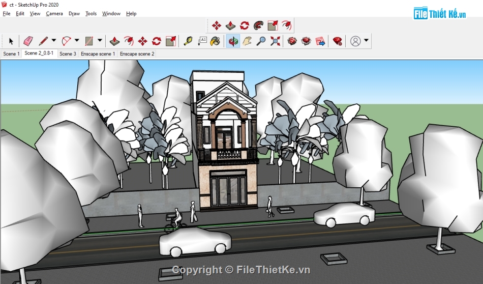 nhà phố 2 tầng,File su nhà phố 2 tầng,Su nhà phố 2 tầng,Sketchup nhà phố 2 tầng